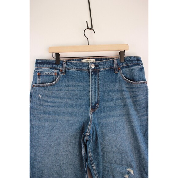 Abercrombie Fitch Womens Jeans Blue The Mom High Rise Denim Ripped Size 33/16 - Picture 6 of 13
